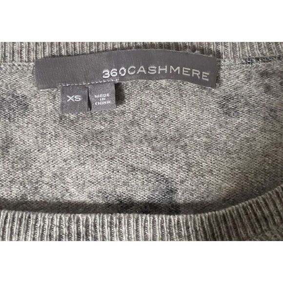 360 Cashmere Womens XS Skull Roses Wool Cashmere Sweater Gray Black Long Sleeve - Picture 7 of 9